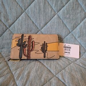 Montana West Cactus Embroidered Collection Long Wallet CREAM